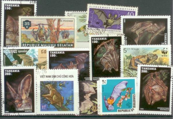 Fledermaus-Briefmarkenset gemischt